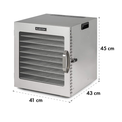 Klarstein Dörrgerät, Dörrautomat für Gemüse, Obst, Pilze & Fleisch, 1500W Edelstahl-Dörrautomat, Trockenautomat mit 16 Metallgitter, Dörrgerät mit 24H Timer & Touch-Display, Food Dehydrator